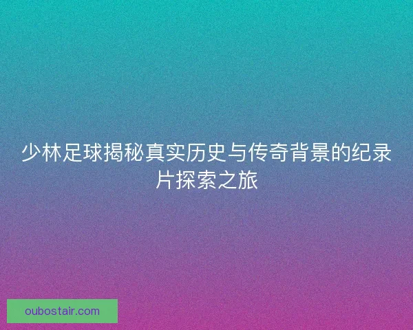 少林足球揭秘真实历史与传奇背景的纪录片探索之旅